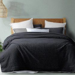 Cotton Waffle Quilt Cover Set Charcoal